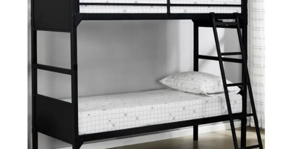 Metal Bunk Bed with Tube Cross Bars for 36x75 Mattress