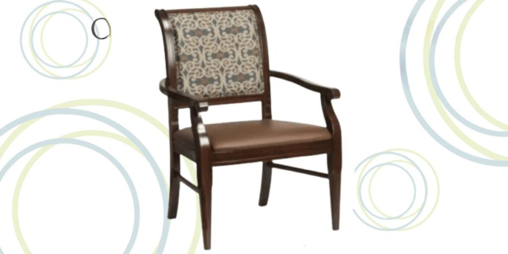 A brown upholstered chair with a comfortable seat and backrest.