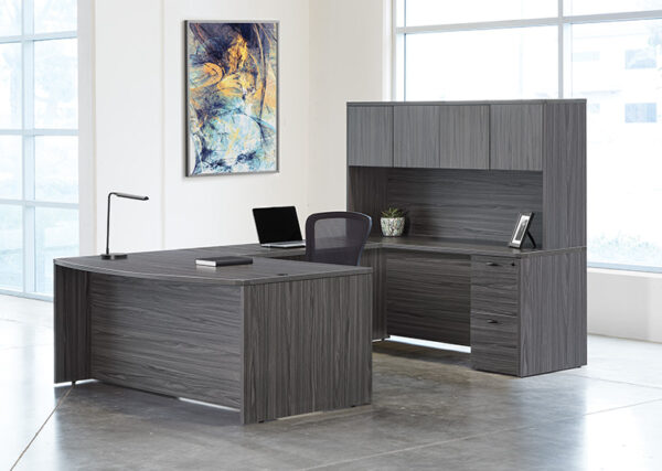Napa Slate Grey U-Shaped Desk with Hutch (NAPSGW-TYP12)