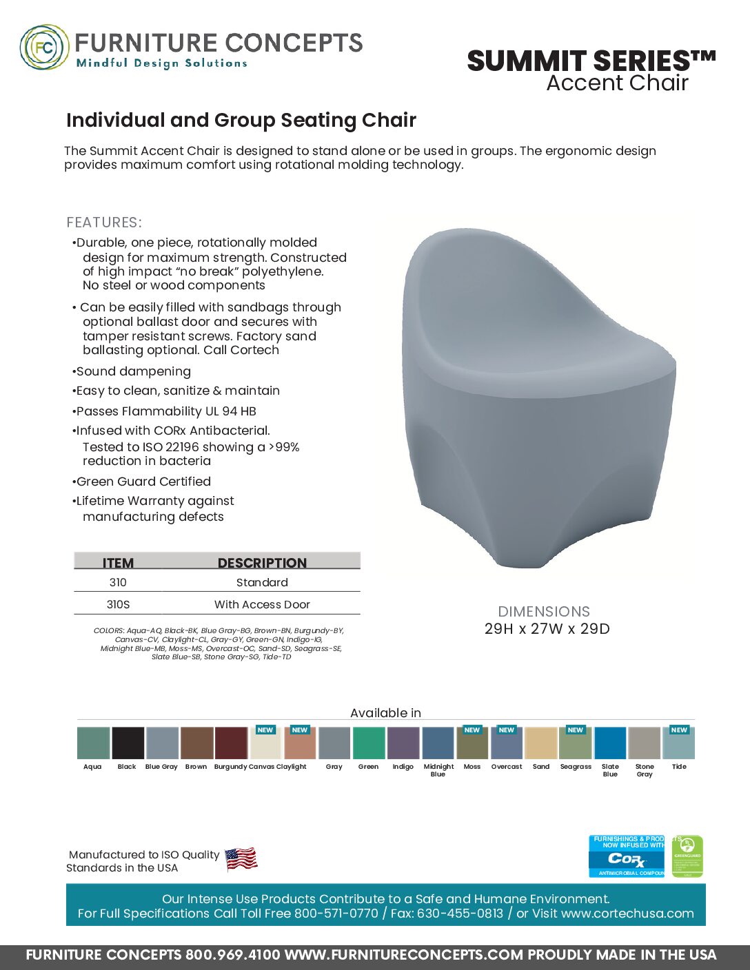 SUMMIT Accent Chair (Multiple Colors Available) (310 Series) - Image 21