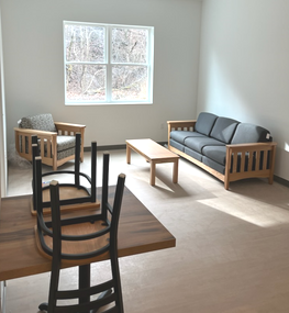 Supportive housing living and dining furniture at Shawnee