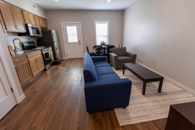 Transitional housing living room furniture at Rothstein Village